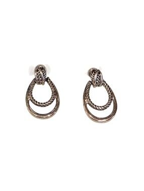Napier Door Knocker Silvertone Pierced Earrings